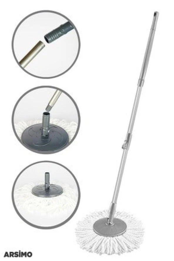 DURNES Döner Başlıklı Uzayabilen Saplı Püsküllü Mop