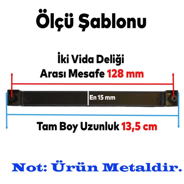 Bihter Desenli Mobilya Mutfak Dolabı Çekmece Dolap Kulpu Kulpları Kulbu Siyah 128 Mm Metal Kulp - 2