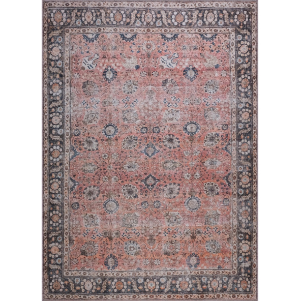 Vintage Oryantal Floral Eskitme Desenli 160x230 Makinede Yıkanabilir Kilim Halı