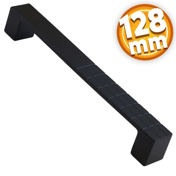 Bihter Desenli Mobilya Mutfak Dolabı Çekmece Dolap Kulpu Kulpları Kulbu Siyah 128 Mm Metal Kulp