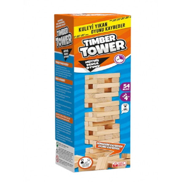 Timber Tower Denge Jenga 54 Parça Ahşap Denge Kule Oyunu - 2