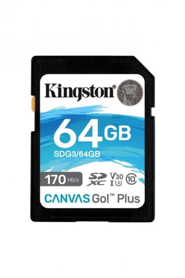 Kingston 64GB Canvas GO Plus SD Hafıza Kartı SDG3/64