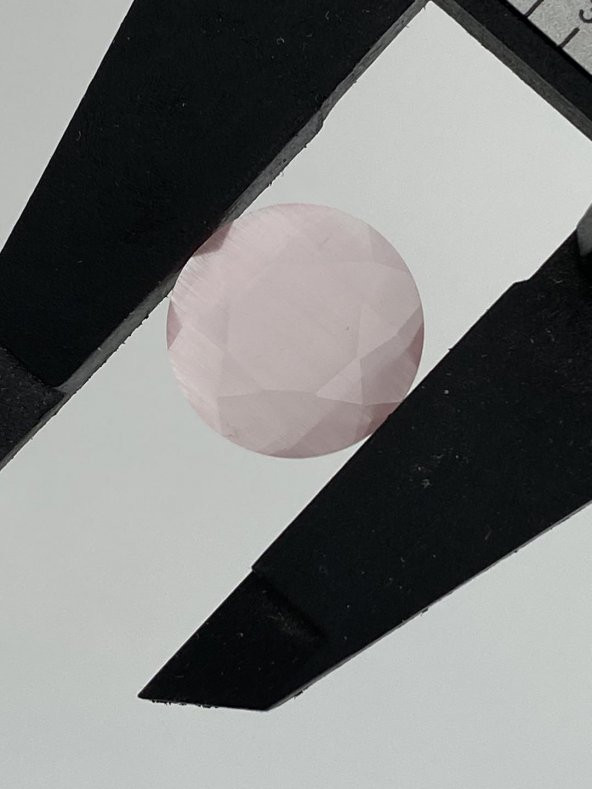 Faset Kesim Kedi Gözü Taş 14mm Pudra Pembe 1 Adet - 3