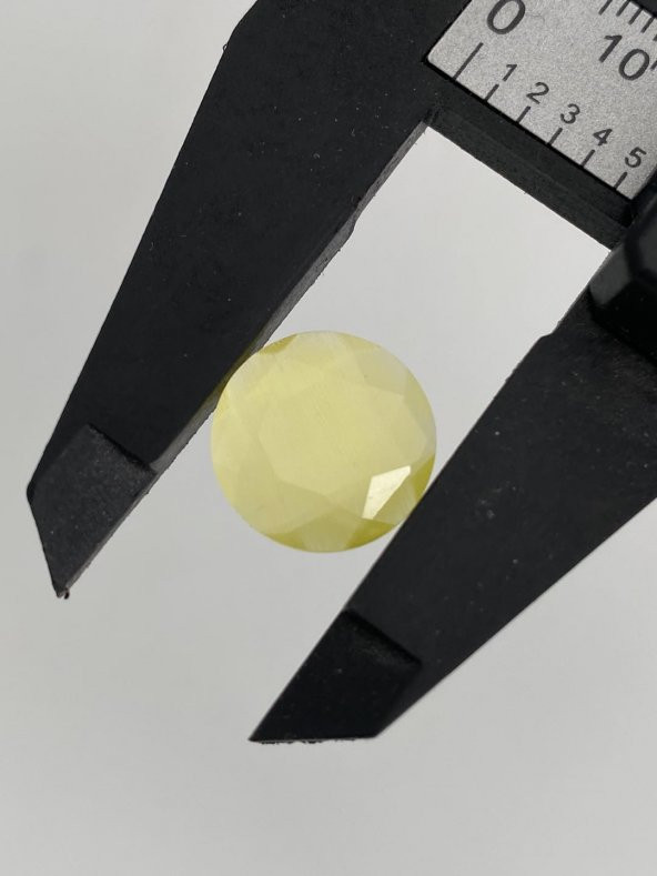 Faset Kesim Kedi Gözü Taş 14mm Sarı 1 Adet - 3
