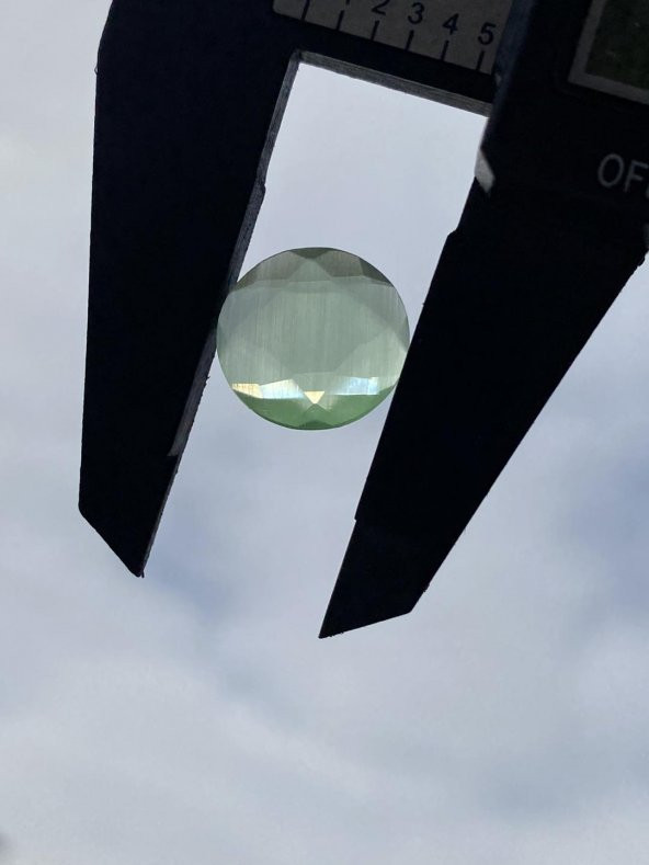 Faset Kesim Kedi Gözü Taş 14mm Yeşil 1 Adet - 5