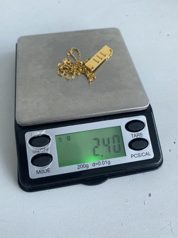 111 Yazılı 925 Ayar Sarı Gümüş Kolye  2,40 Gram - 5