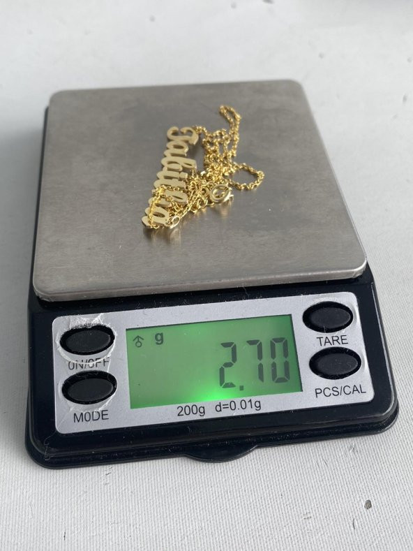 Tabitha Yazılı 925 Ayar Sarı Gümüş Kolye 2,70 Gram - 5