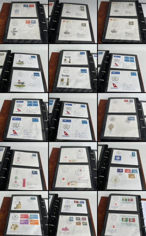 Helvetia İsviçre Pullu Zarf Koleksiyon Albümü 150 Adet - Yabancı Pullu Zarf C-91
