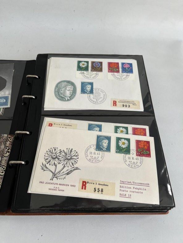 Helvetia İsviçre Pullu Zarf Koleksiyon Albümü 130 Adet - Yabancı Pullu Zarf C-84 - Resim 9