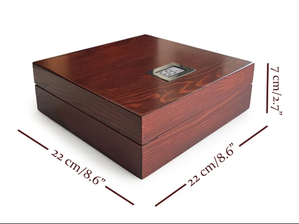 Mezmob Masif Yerli Sedir Ağacı Humidor Puro Kutusu Küçük Boy Dijital - 4