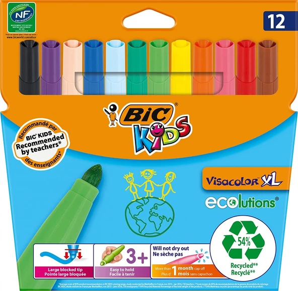 Bic Visacolor XL 12'li Jumbo Keçeli Boya Kalemi