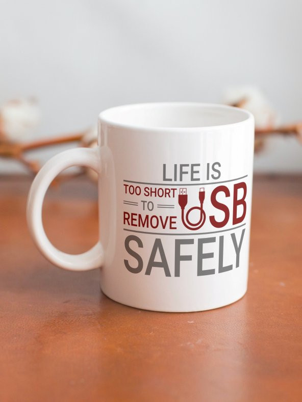 Eğlencei Life/USB Yazılı Eğlenceli Özel Tasarım Baskılı Kupa Bardak Hediye - 2