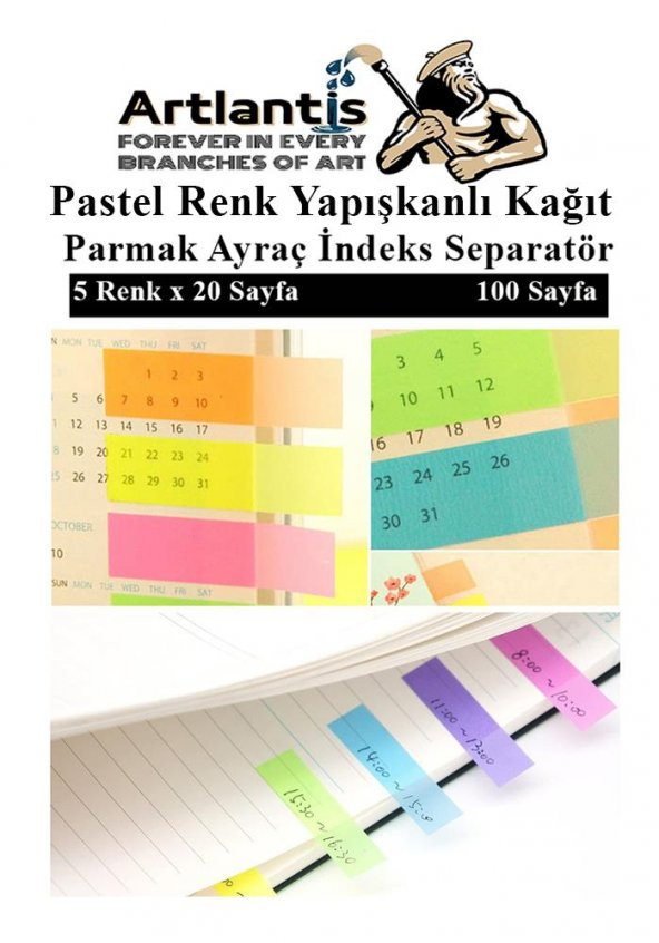 Kendinden Yapışkanlı Ayraç Postit 5 Renkli 1 Adet Yapışkanlı Not Kağıdı Transparan Parmak Ayraç İndeks Seperatör 5 Li Mini - 2