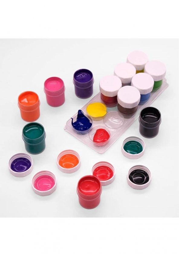 Guaj Boya 12 Renk x 20 Ml Su Bazlı Tüp 1 Paket Südor Guaj Boya Seti Şişe İçerisinde 12 li - Resim 2