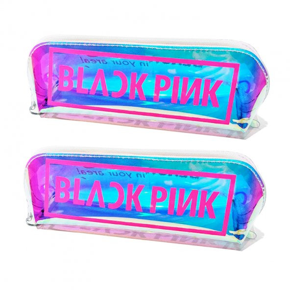 2 Adet Hologram Blackpink Kpop Kalemlik Fermuarlı Makyaj Çantası