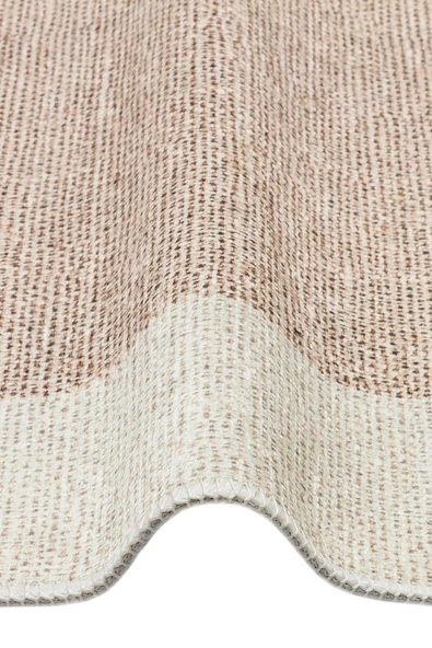 Frenda Home Hasır Görünümlü Dijital Baskı Şönil Pamuk Taban Halı  KREM 80X150 - 3