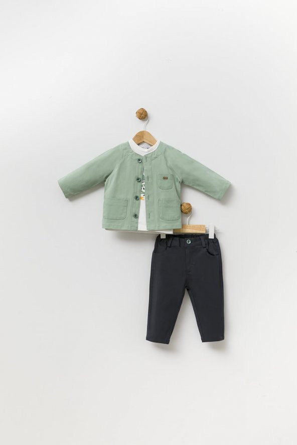 Gabardin Ceket Pantolon Badi Bayramlık Erkek Çocuk Spor Takım Elbise 3lü 13819 - 2