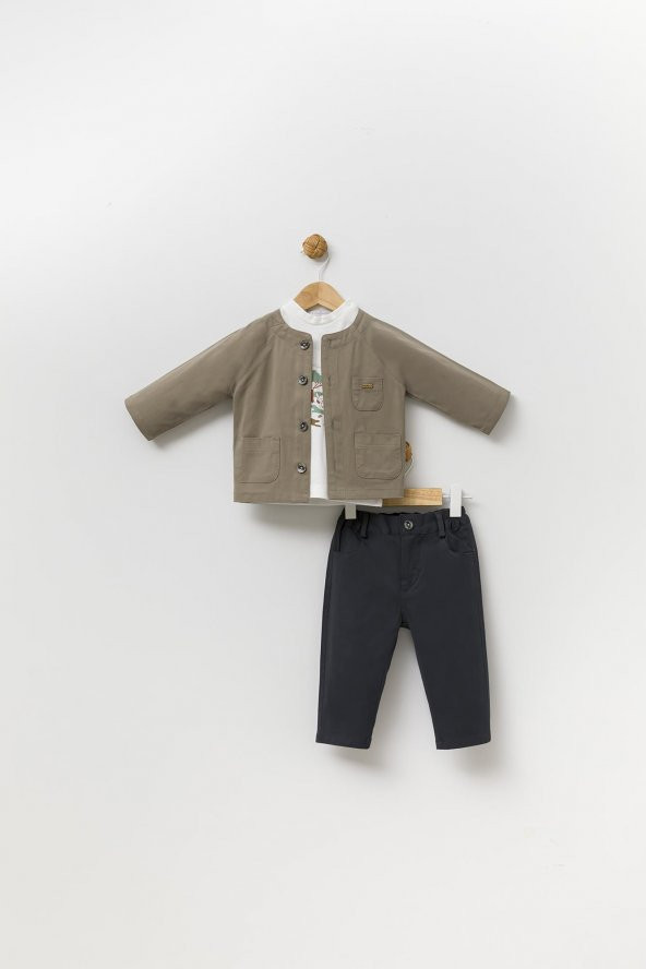 Gabardin Ceket Pantolon Badi Bayramlık Erkek Çocuk Spor Takım Elbise 3lü 13819 - 3