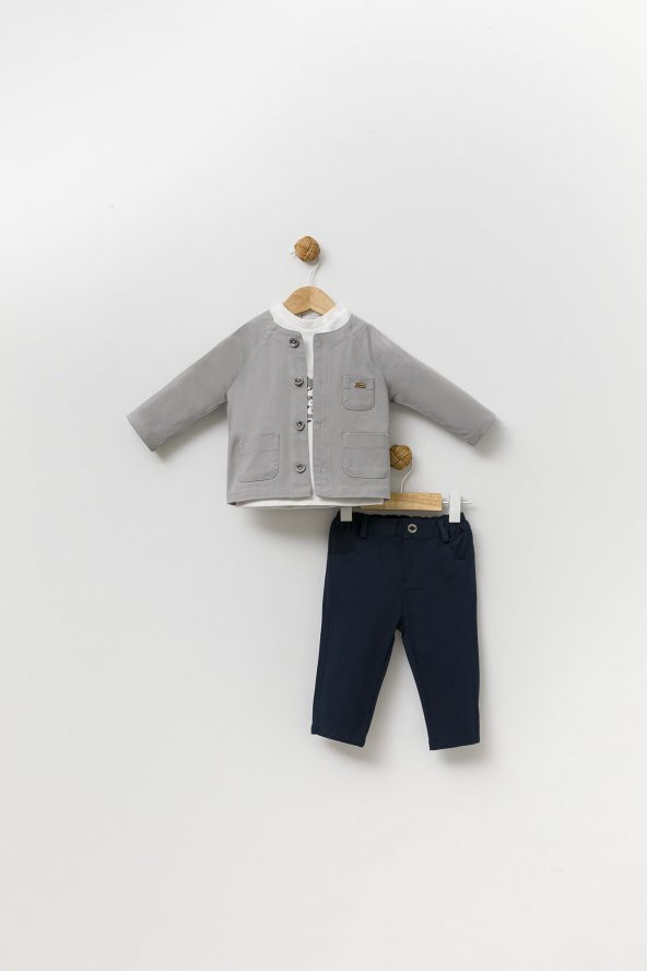 Gabardin Ceket Pantolon Badi Bayramlık Erkek Çocuk Spor Takım Elbise 3lü 13819 - 4