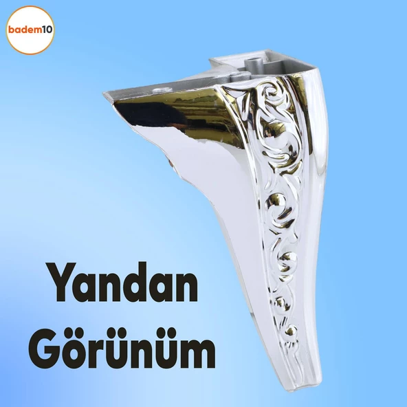 Seher 1 Çift Avangart Mobilya Kanepe Konsol Tv Ünitesi Koltuk Ayağı 18 Cm Krom Renk Ayakları - Resim 7