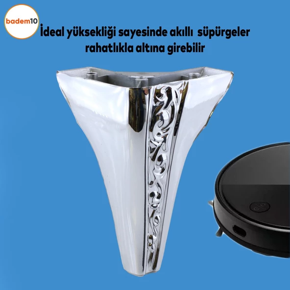 Seher 1 Çift Avangart Mobilya Kanepe Konsol Tv Ünitesi Koltuk Ayağı 18 Cm Krom Renk Ayakları - Resim 2