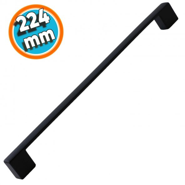 Mobilya Mutfak Banyo Dolabı Çekmece Dolap Kapak Kulpu Kulbu Mat Siyah 224 mm Metal Kulp