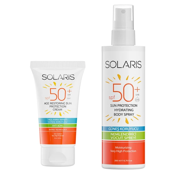 Tüm Cilt Tipleri İçin Yaşlanma Karşıtı Güneş Kremi SPF 50+ (50 ml) Ve Yüksek Koruyucu Sprey SPF 50+