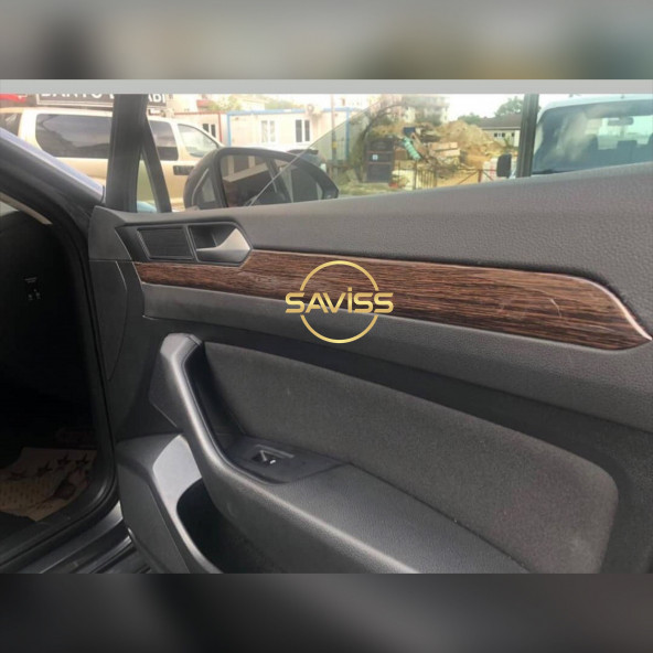 Passat B8 Parlak Siyah Konsol & Koyu Meşe Trim Maun Kaplama Full Set (Dark Oak) - 2