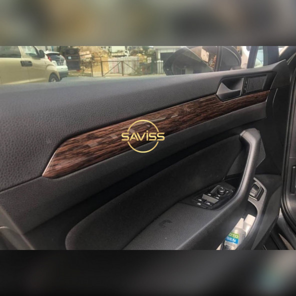 Passat B8 Parlak Siyah Konsol & Koyu Meşe Trim Maun Kaplama Full Set (Dark Oak) - 3