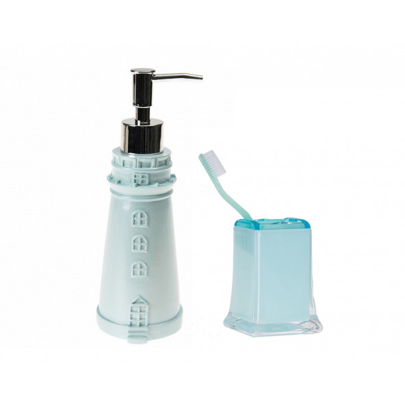 ZBOSP-C275 SIVI SABUNLUKDİŞ FIRÇALIK 2 Lİ BANYO SETİDENİZ FENERİ VE BUZ MAVİ - 3