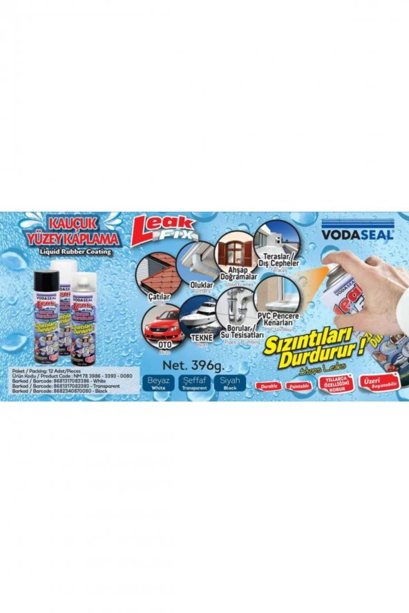 Vodaseal Leak Fix Su Geçirmez Sızdırmaz Sprey 396 Gr Renk Seçenekli Beyaz - 4