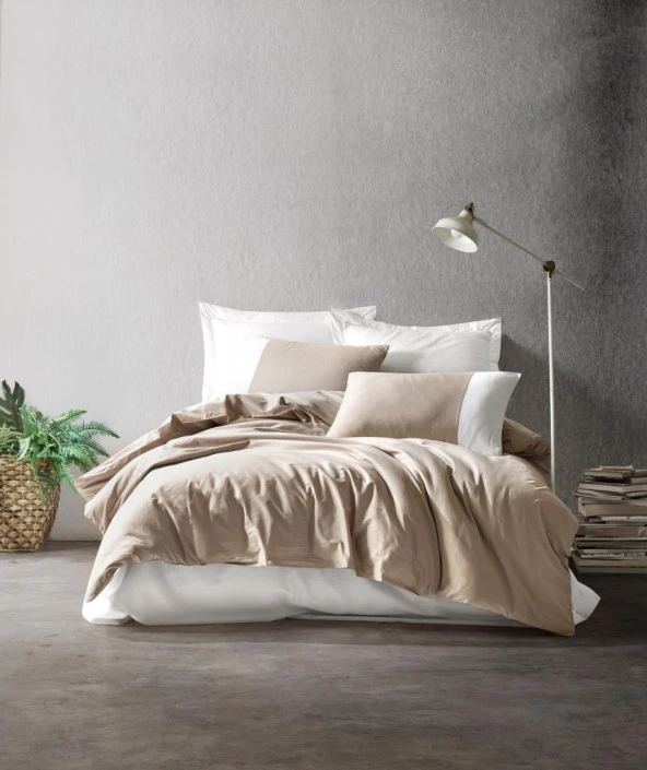 Cotton Box Plain Tek Kişilik Nevresim Takımı Vizon - Krem - 1