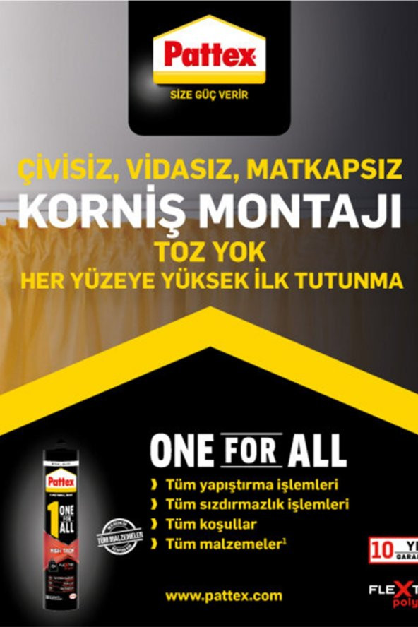 Henkel Pattex One For All High Tack 460gr. Yüksek Kuvvetli Korniş & Inşaat Yapıştırıcısı - 3