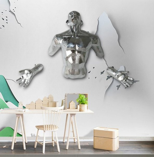 Modern Adam Duvar Dekoru Sculpture Angel Man Wall (GİGA DEV BOY)