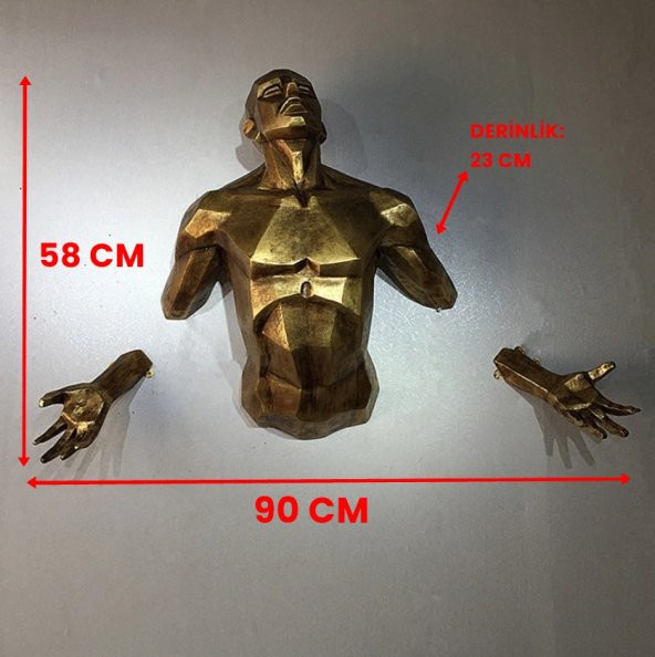 Modern Adam Duvar Dekoru Sculpture Angel Man Wall (GİGA DEV BOY) - 2