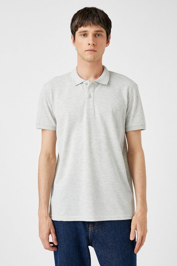 KOTON Erkek Gri Polo Yaka T-Shirt - Resim 3
