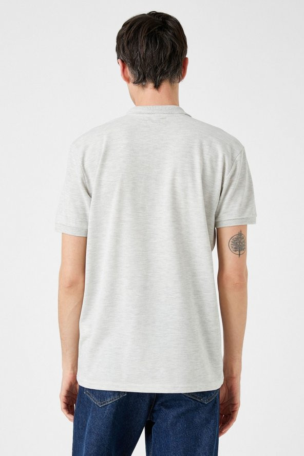 KOTON Erkek Gri Polo Yaka T-Shirt - Resim 4