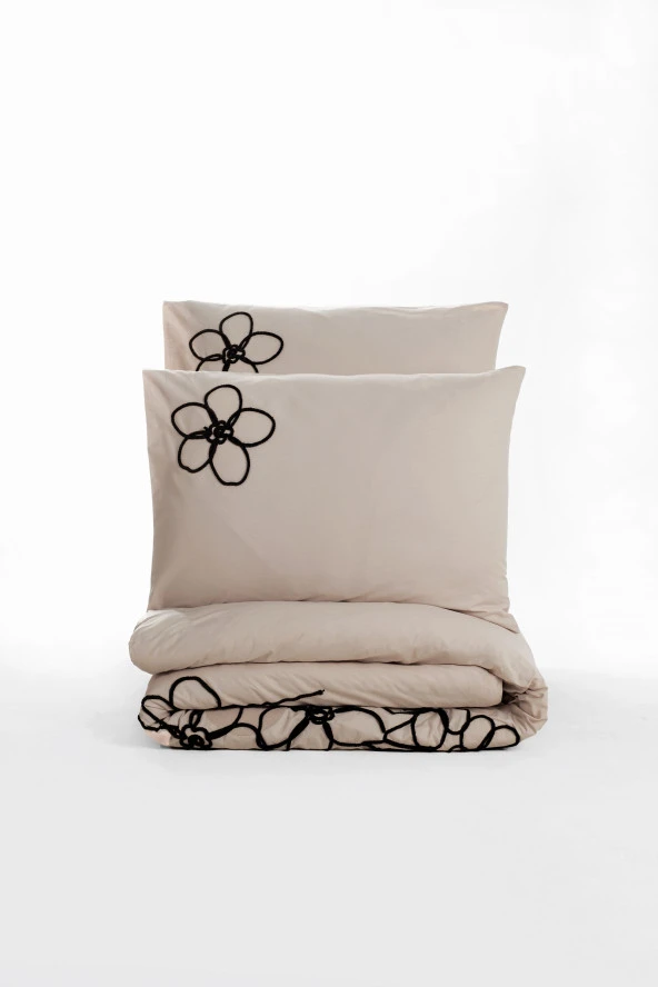 Cotton Box Nakışlı Ranforce Çift Kişilik Nevresim Takımı Panos Kahve - 4