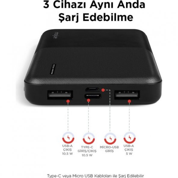 Ttec Mojue 10.000 mAh Powerbank PB08 Taşınabilir Şarj Aleti / Powerbank-Siyah ( by ttec ) - 3