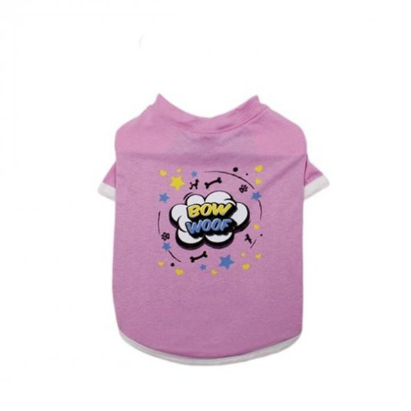 Zampa Zampa Bow Woof Pembe Kedi & Köpek T-Shirt XL