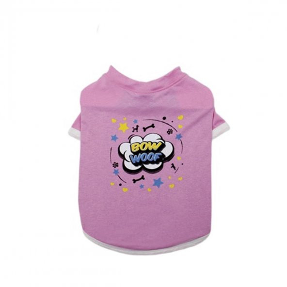 Zampa Zampa Bow Woof Pembe Kedi & Köpek T-Shirt L