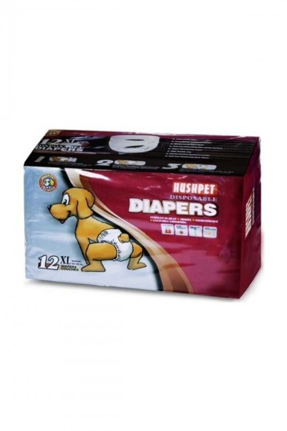 Hushpet Köpek Alt Tuvalet Bezi 12 Adet Xl Hush Pet Diapers Xlarge 12li Köpek Bezi