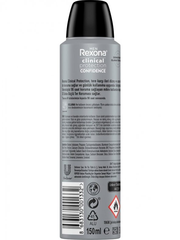 Rexona Men Clinical Protection Erkek Sprey Deodorant 150 ml - Resim 2