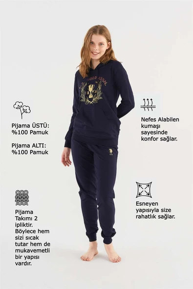 U.S. PoloAssn 16812 Kadın Uzun Kollu Pijama Takımı - 9