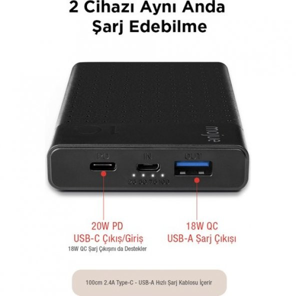 mojue by ttec PB07 10.000mAh PD 20W Taşınabilir Şarj Aleti / Powerbank-Siyah - 3