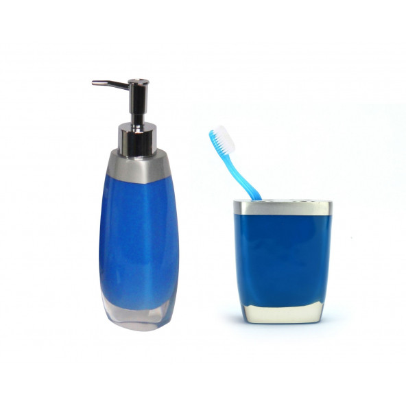 ZBOSP-C290 SIVI SABUNLUKDİŞ FIRÇALIK 2 Lİ BANYO SETİGRİ MAVİ