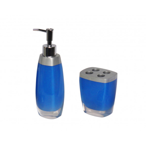 ZBOSP-C290 SIVI SABUNLUKDİŞ FIRÇALIK 2 Lİ BANYO SETİGRİ MAVİ - 2