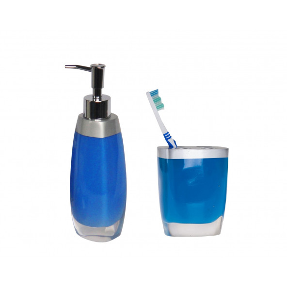 ZBOSP-C290 SIVI SABUNLUKDİŞ FIRÇALIK 2 Lİ BANYO SETİGRİ MAVİ - 3