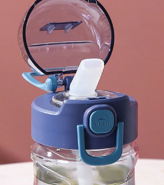 Diller 550 ml Beyaz Pipetli Spor Okul ve Günlük Matara Kilitli Kapak Tritan Malzeme - 3