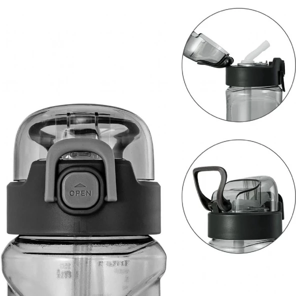 Diller 550 ml Beyaz Pipetli Spor Okul ve Günlük Matara Kilitli Kapak Tritan Malzeme - 2